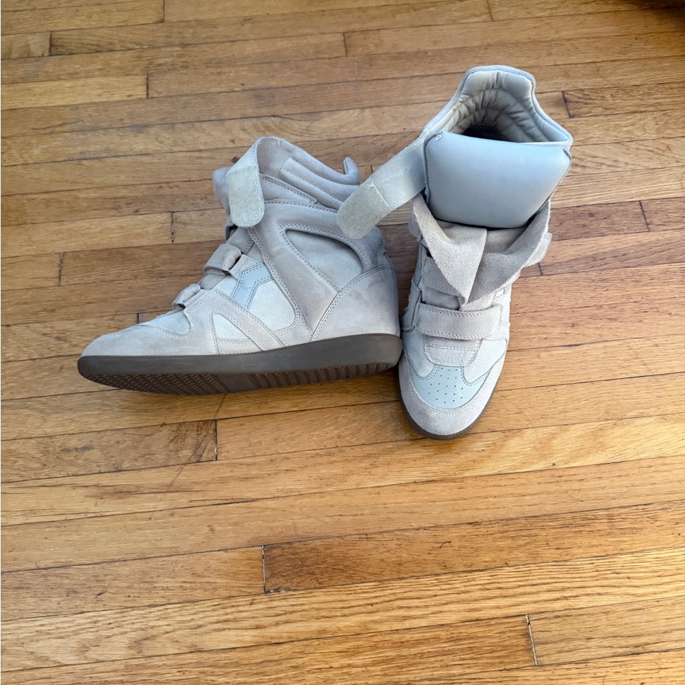 ISABEL MARANT Wedge Sneaker Boots in Light Beige Suede - Picture 5 of 5